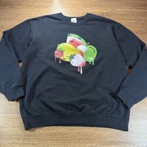Piper Rockelle Graphic Sweatshirt Women's Large Black Fruit Art Crewneck Cozy